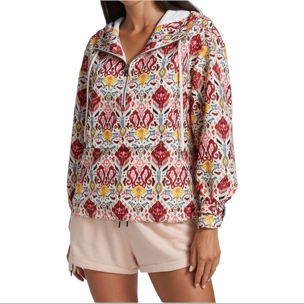 NWT ALICE+OLIVIA Women Stacia Oversized Anorak Half-Zip Hoodie-Vintage Malibu